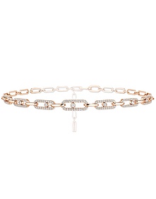 Move Link Multi Choker Pink Gold Diamond Necklace
