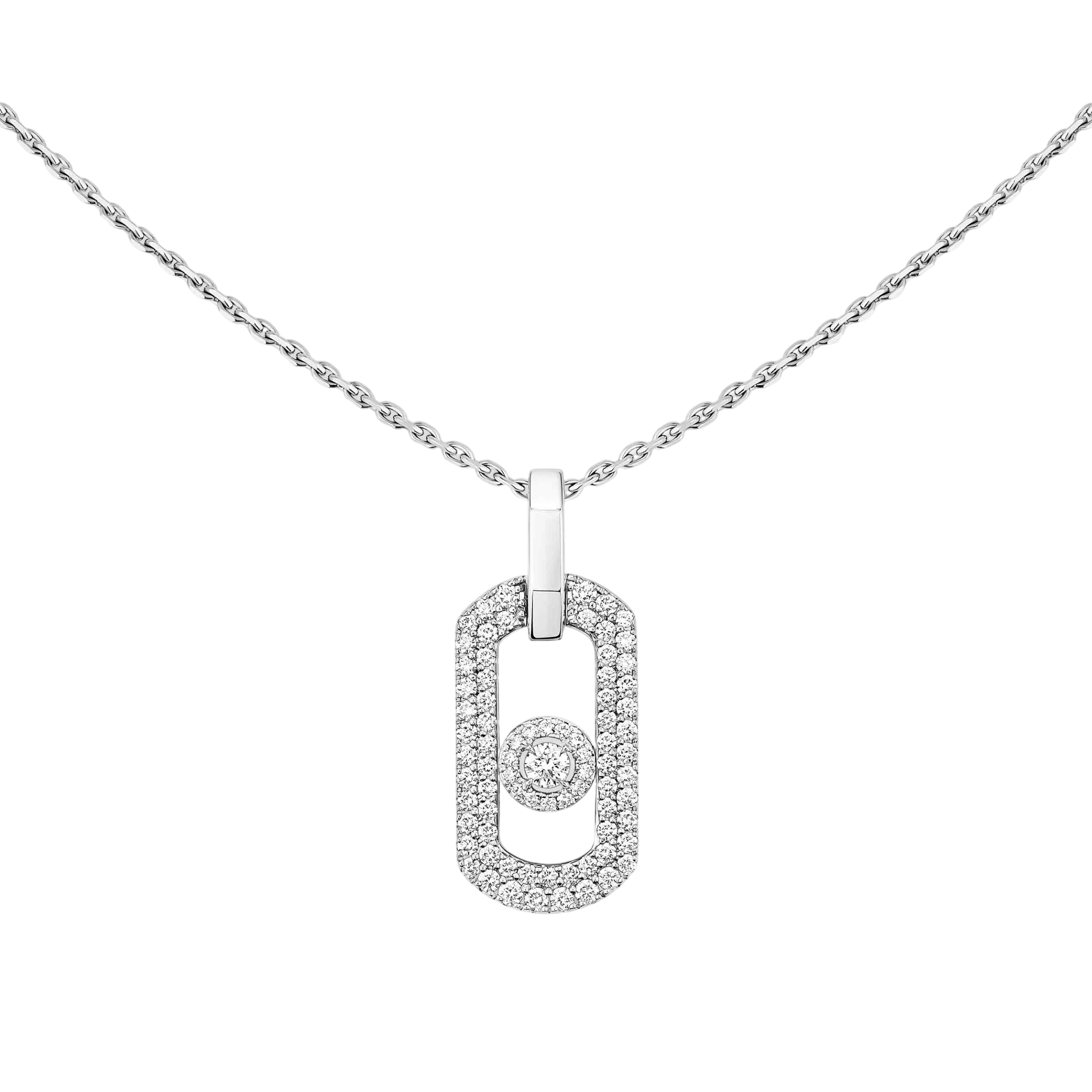 Women Jewellery / Unisex  MESSIKA, So Move White Gold Pavé Necklace, SKU: 14966-WG | watchphilosophy.co.uk