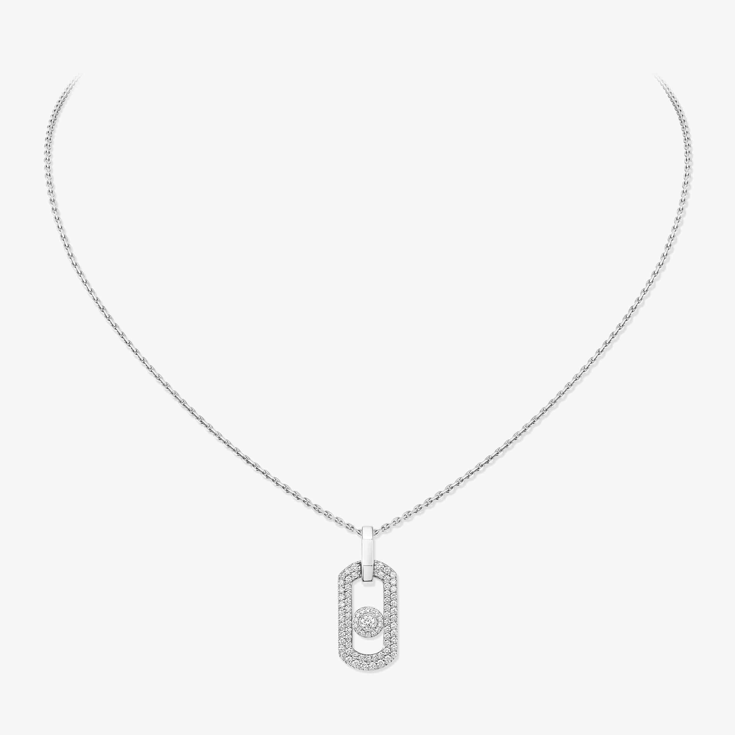 Women Jewellery / Unisex  MESSIKA, So Move White Gold Pavé Necklace, SKU: 14966-WG | watchphilosophy.co.uk