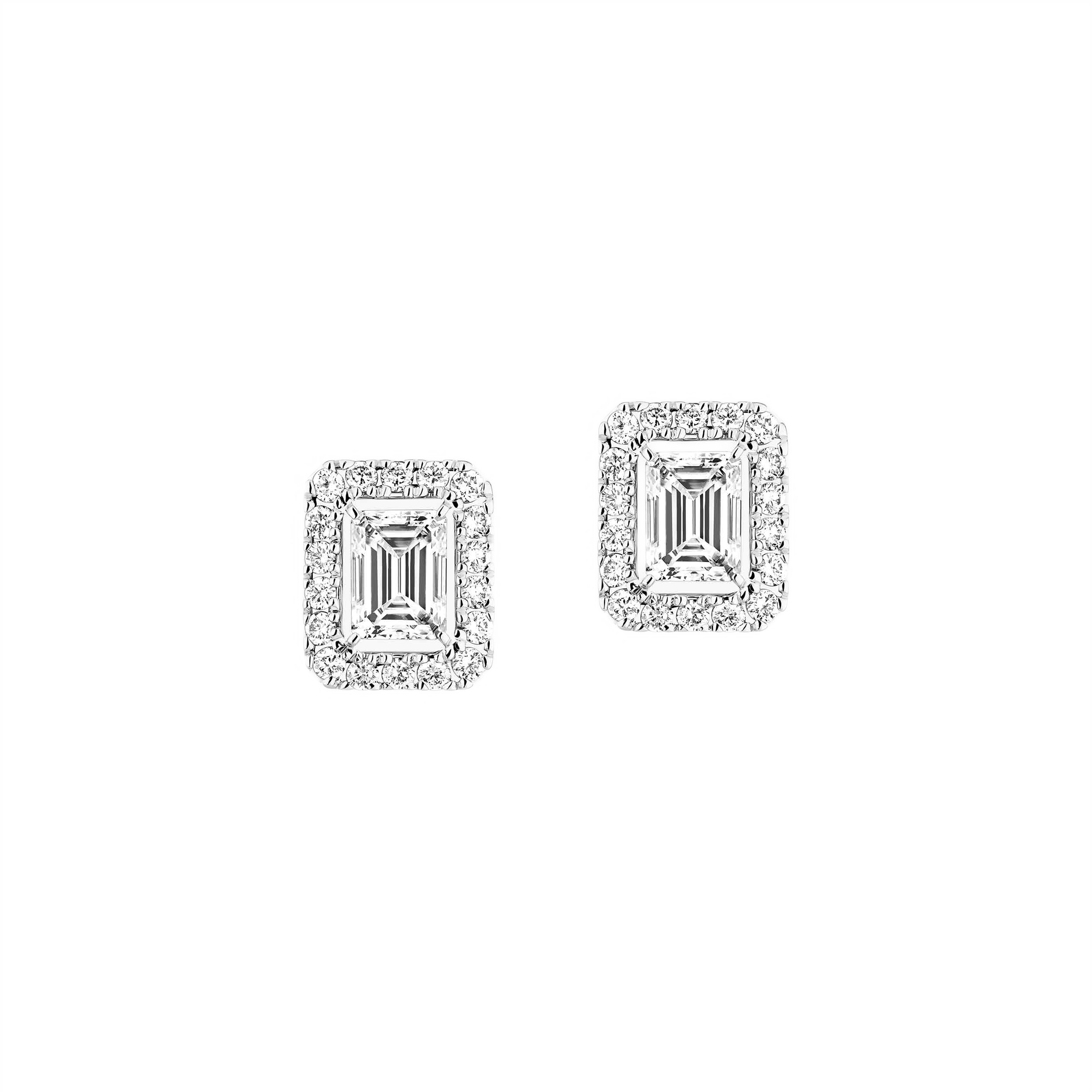 Women Jewellery  MESSIKA, Joy Emerald-Cut Diamonds White Gold Small Earrings, SKU: 15084-WG | watchphilosophy.co.uk