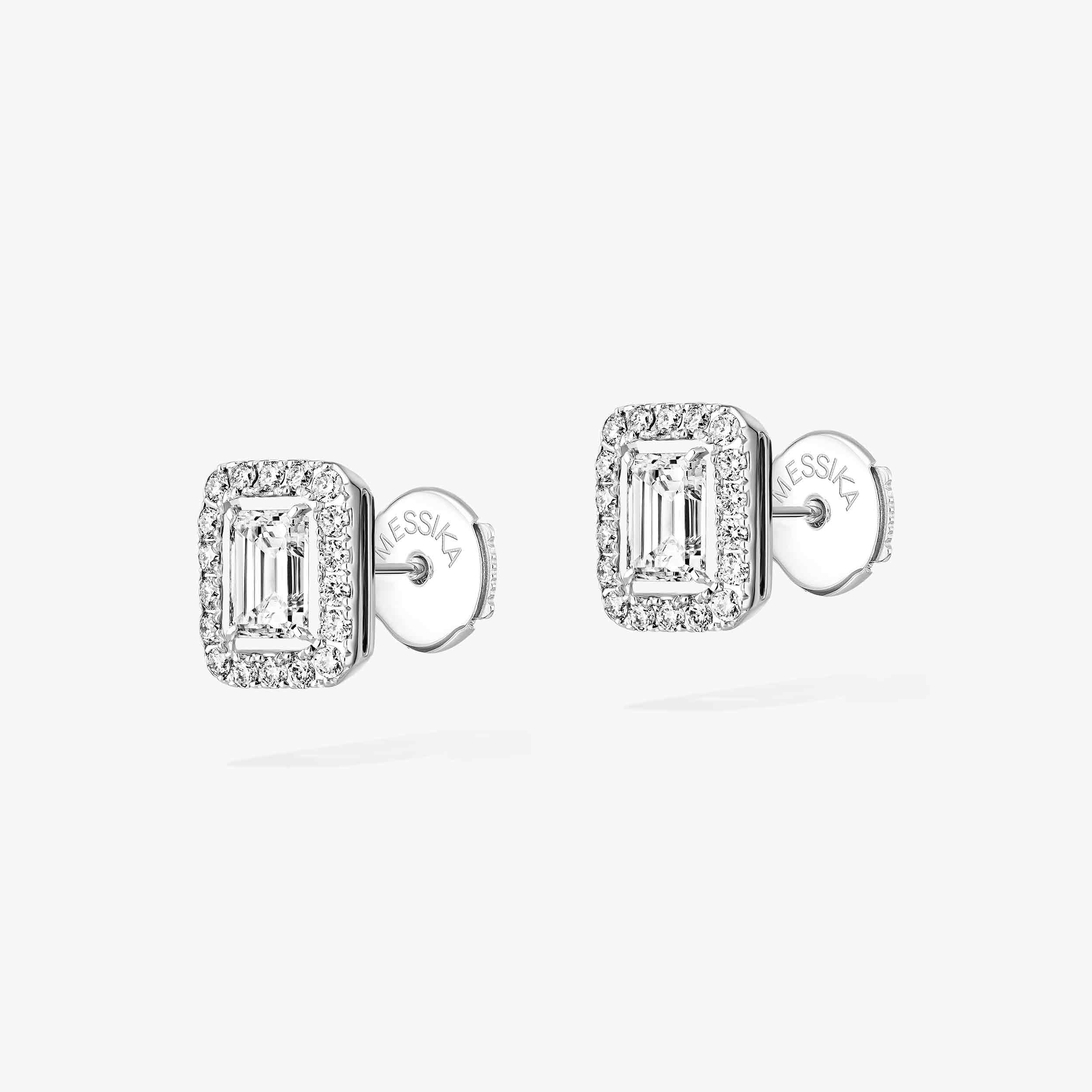 Women Jewellery  MESSIKA, Joy Emerald-Cut Diamonds White Gold Small Earrings, SKU: 15084-WG | watchphilosophy.co.uk