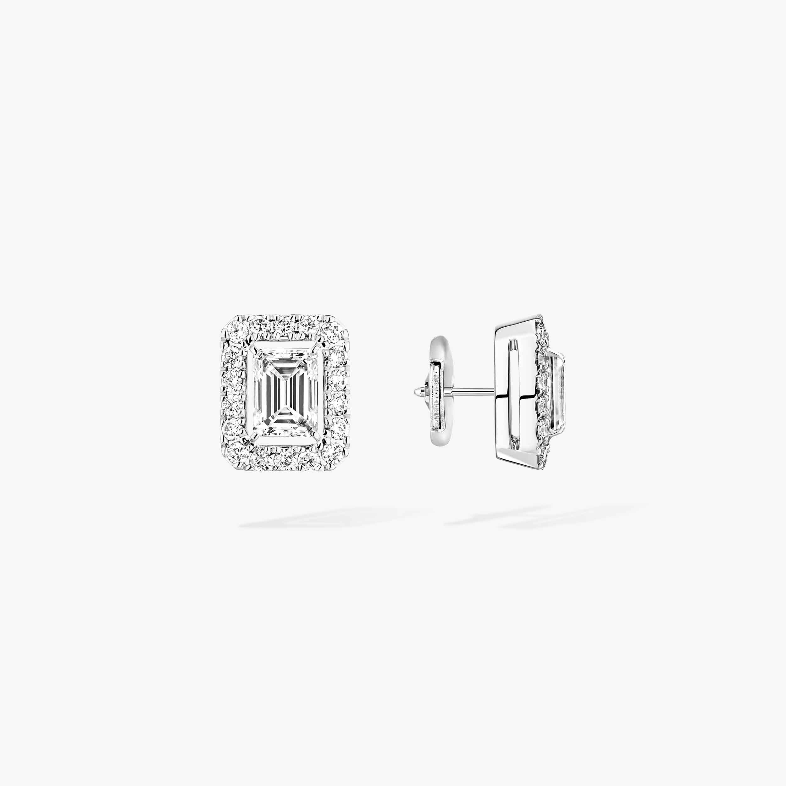Women Jewellery  MESSIKA, Joy Emerald-Cut Diamonds White Gold Small Earrings, SKU: 15084-WG | watchphilosophy.co.uk