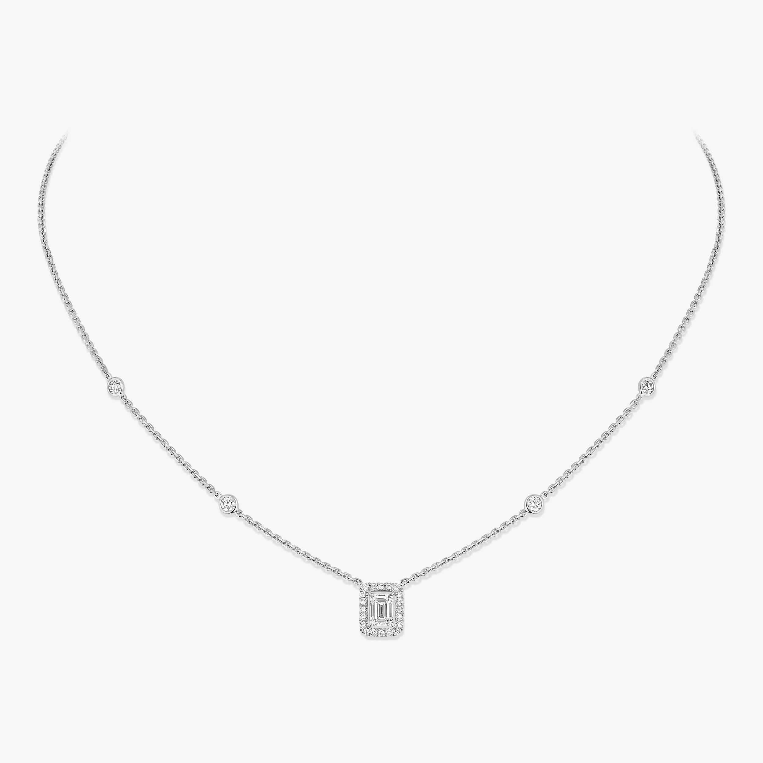 Women Jewellery  MESSIKA, Joy Emerald-Cut Diamond White Gold Necklace, SKU: 15088-WG | watchphilosophy.co.uk