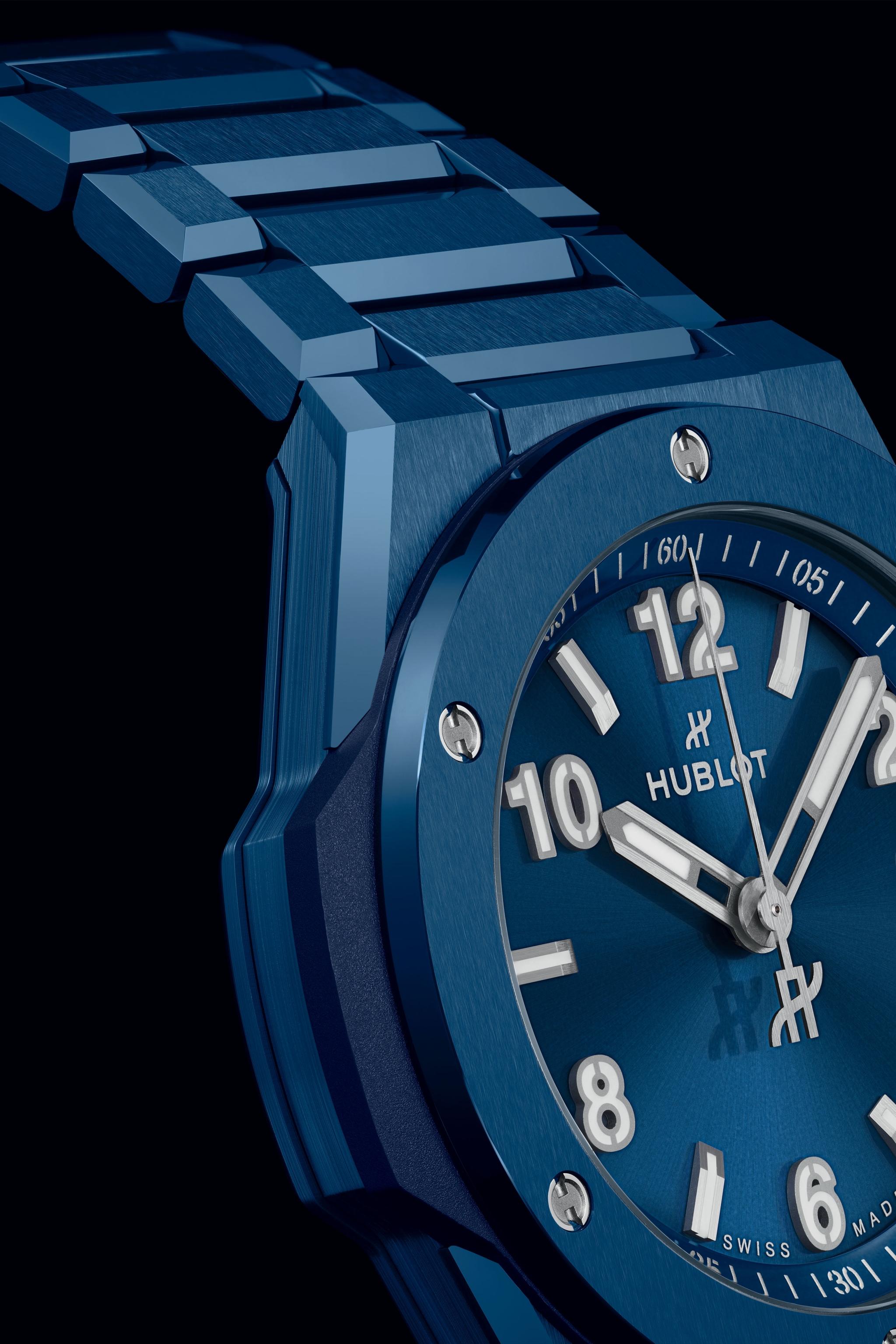 Men's watch / unisex  HUBLOT, Big Bang Integrated Time Only Blue Magic / 38mm, SKU: 457.EX.7170.EX | watchphilosophy.co.uk