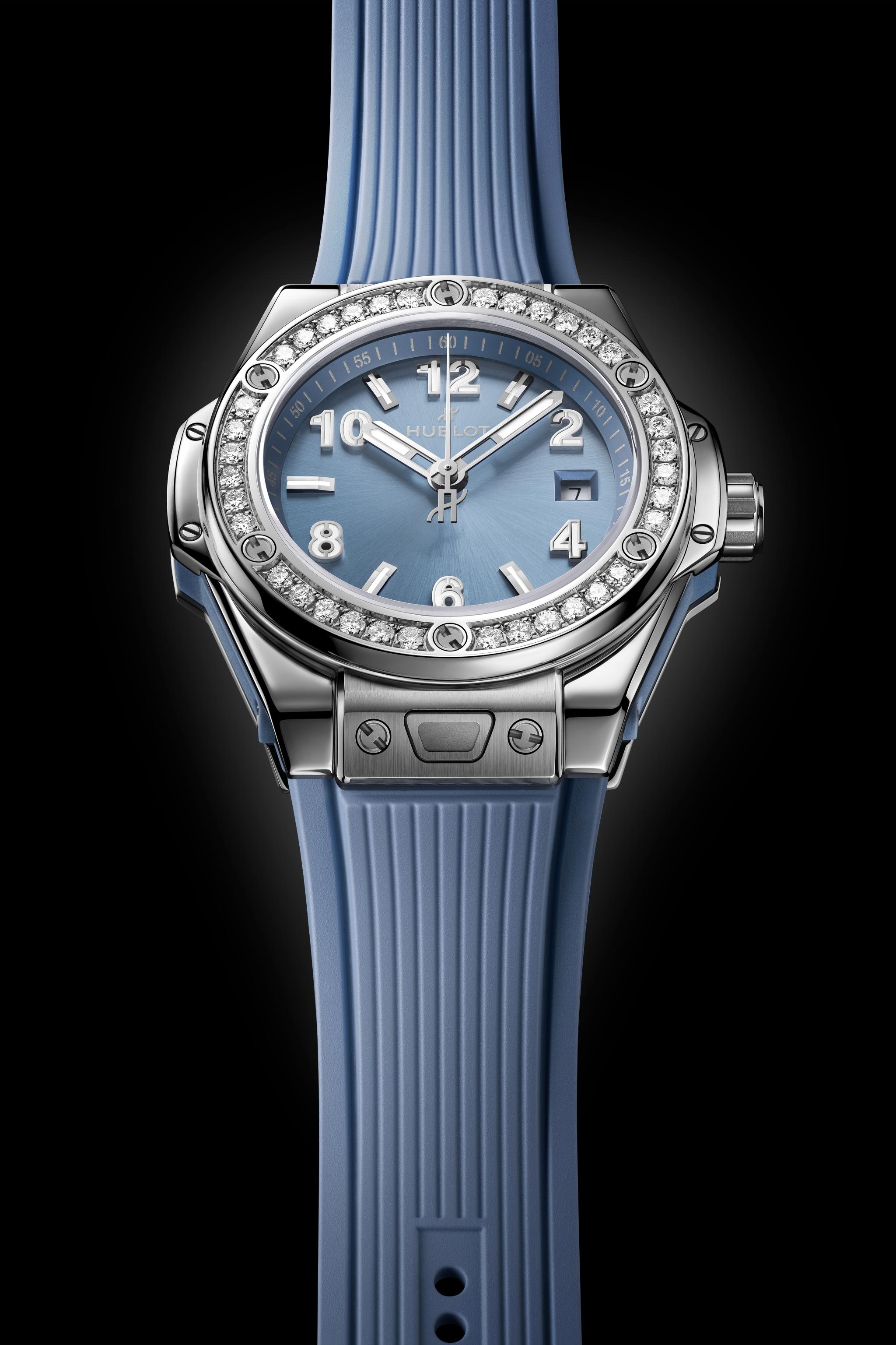 Ladies' watch  HUBLOT, Big Bang One Click Steel Coal Blue Diamonds / 33mm, SKU: 485.SX.717B.RX.1204 | watchphilosophy.co.uk