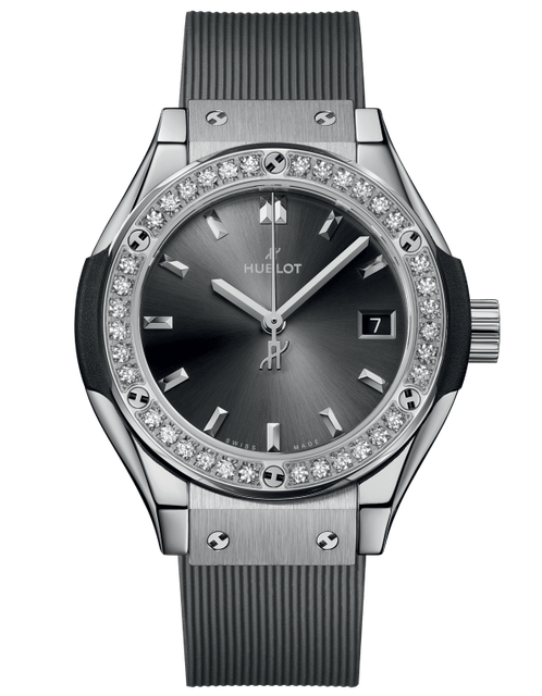 Ladies' watch  HUBLOT, Classic Fusion Titanium Grey Diamonds / 29mm, SKU: 591.NX.7070.RX.1204 | watchphilosophy.co.uk