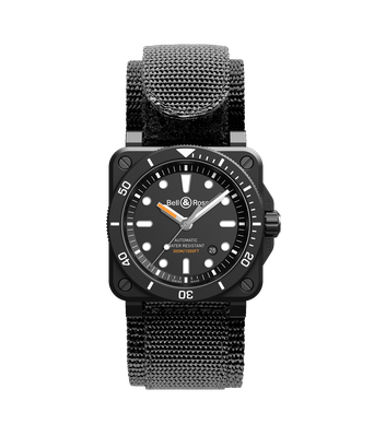 Men's watch / unisex  BELL & ROSS, BR 03-92 Diver Black Matte / 42mm, SKU: BR0392-D-BL-CE/SRB | watchphilosophy.co.uk