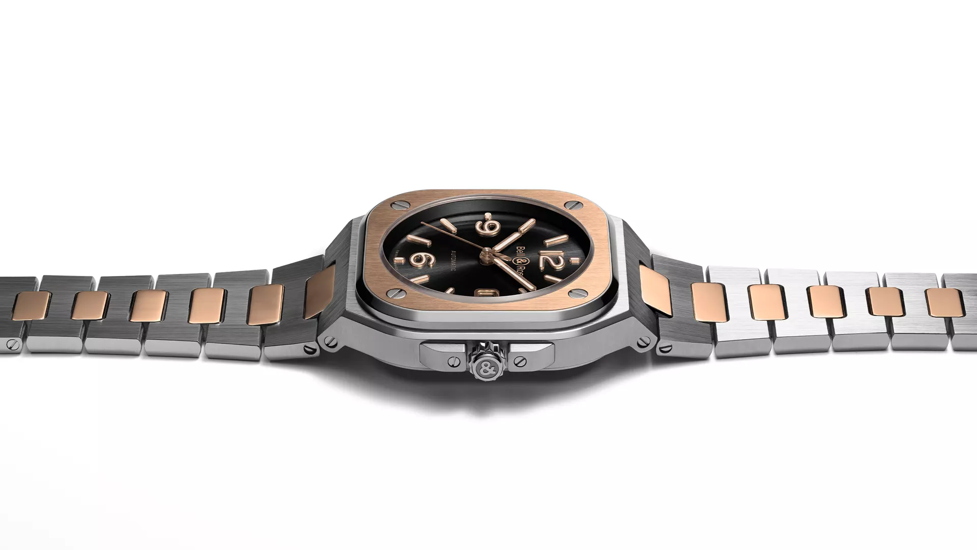 Men's watch / unisex  BELL & ROSS, BR 05 Black Steel & Gold / 40mm, SKU: BR05A-BL-STPG/SSG | watchphilosophy.co.uk