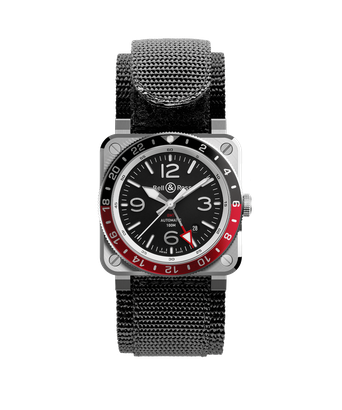 Men's watch / unisex  BELL & ROSS, BR 03-93 GMT / 42mm, SKU: BR0393-BL-ST/SCA | watchphilosophy.co.uk