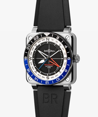 Men's watch / unisex  BELL & ROSS, BR 03 GMT Compass Limited Edition / 42mm, SKU: BR0393-COM-ST/SRB | watchphilosophy.co.uk