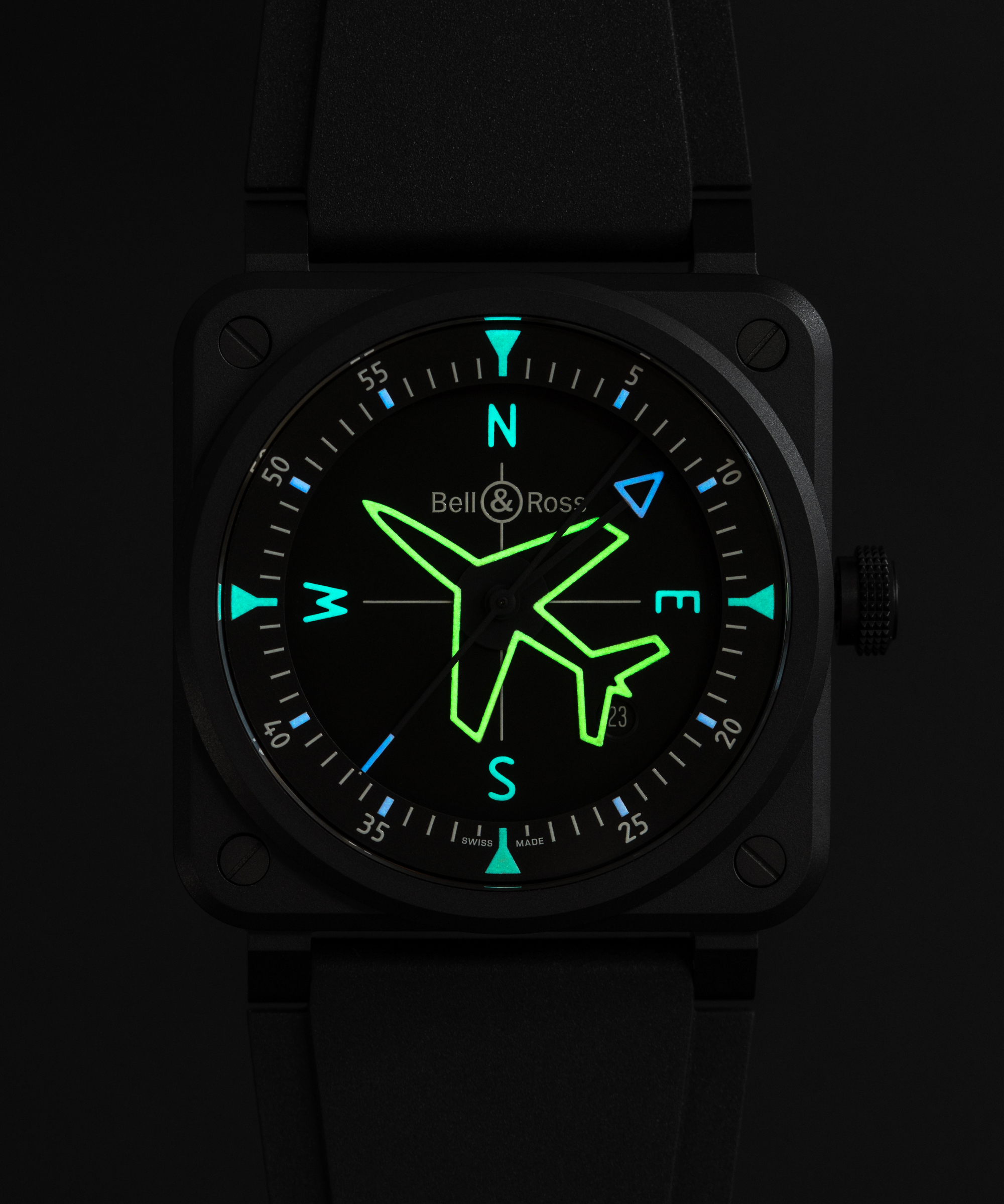 Men's watch / unisex  BELL & ROSS, BR 03 Gyrocompass / 41mm, SKU: BR03A-CPS-CE/SRB | watchphilosophy.co.uk