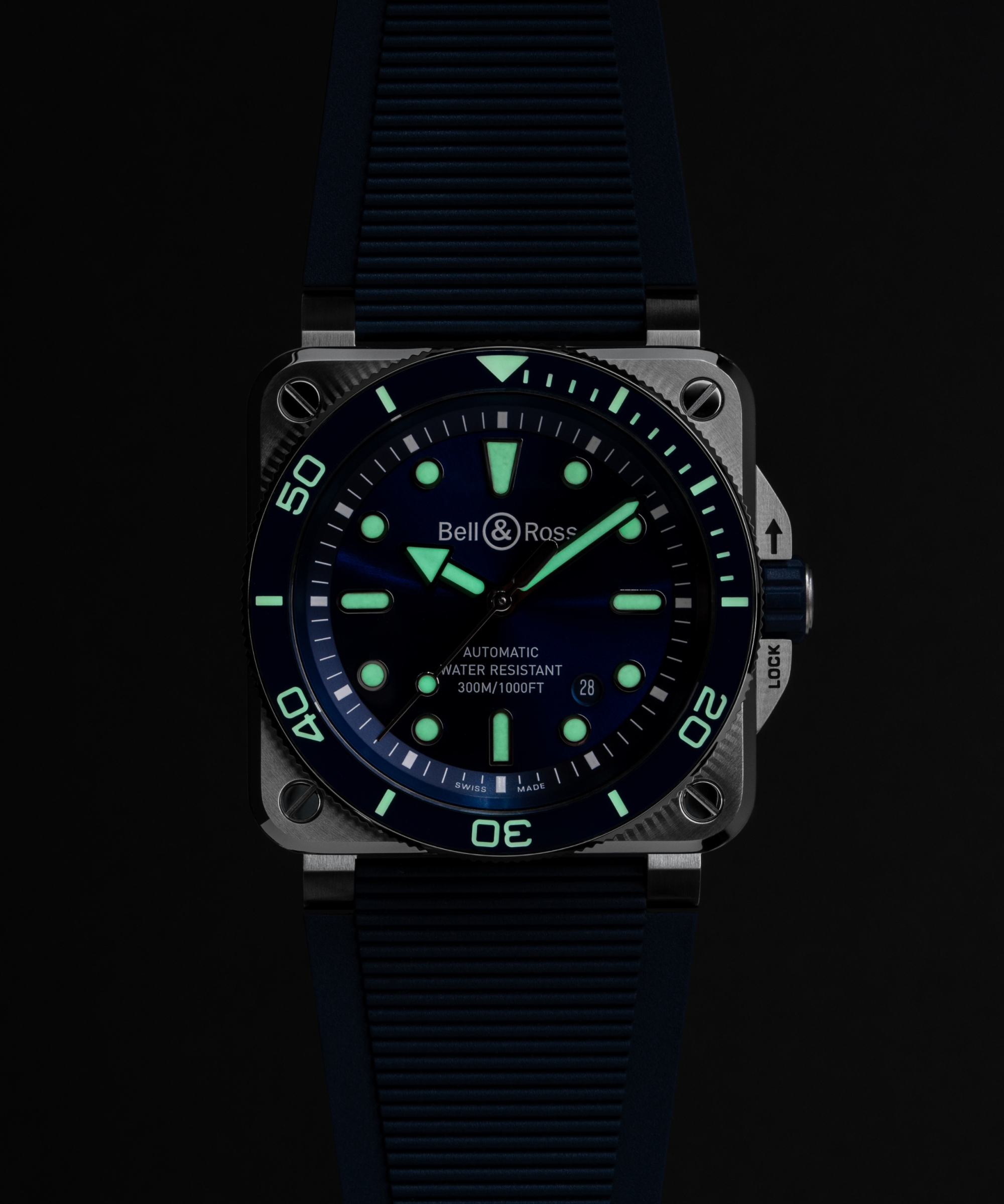 Men's watch / unisex  BELL & ROSS, BR-03 Diver Blue Steel / 42mm, SKU: BR03A-D-BLU-ST/SRB | watchphilosophy.co.uk
