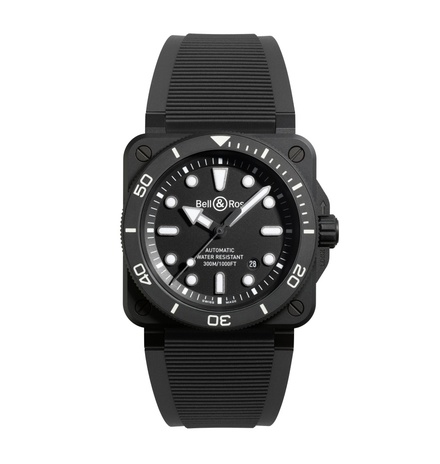 Men's watch / unisex  BELL & ROSS, BR-03 Diver Black Matte Ceramic / 42mm, SKU: BR03A-D-BL-CE/SRB | watchphilosophy.co.uk