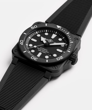 Men's watch / unisex  BELL & ROSS, BR-03 Diver Black Matte Ceramic / 42mm, SKU: BR03A-D-BL-CE/SRB | watchphilosophy.co.uk