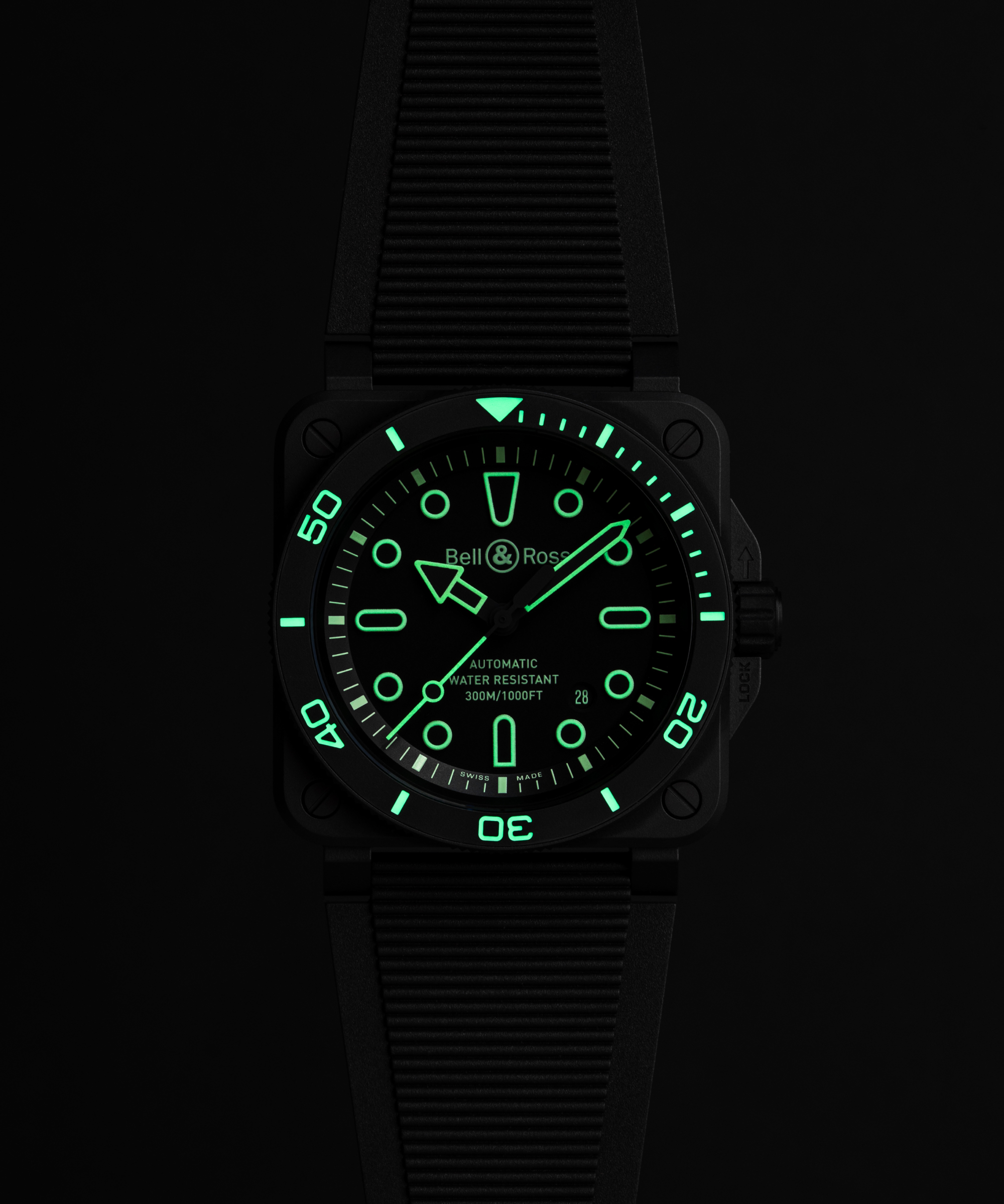 Men's watch / unisex  BELL & ROSS, BR-03 Diver Lum Outline Limited Edition / 42mm, SKU: BR03A-D-OL-CE/SRB | watchphilosophy.co.uk