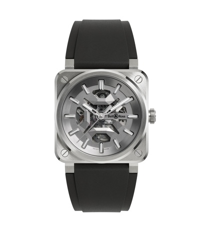 Men's watch / unisex  BELL & ROSS, BR 03 Skeleton Grey Steel / 41mm, SKU: BR03A-GR-SKST/SRB | watchphilosophy.co.uk