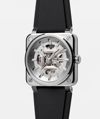 Men's watch / unisex  BELL & ROSS, BR 03 Skeleton Grey Steel / 41mm, SKU: BR03A-GR-SKST/SRB | watchphilosophy.co.uk