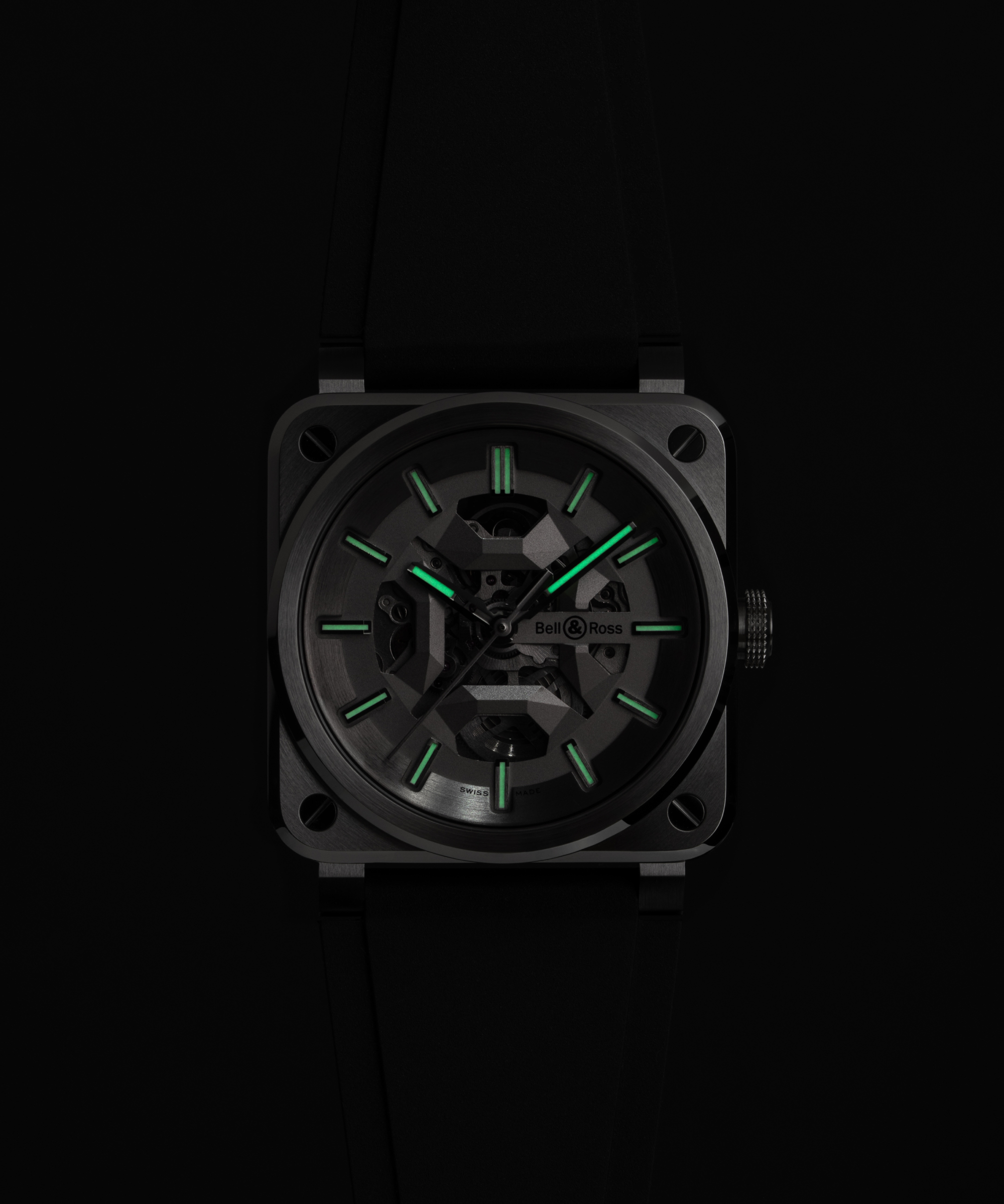 Men's watch / unisex  BELL & ROSS, BR 03 Skeleton Grey Steel / 41mm, SKU: BR03A-GR-SKST/SRB | watchphilosophy.co.uk
