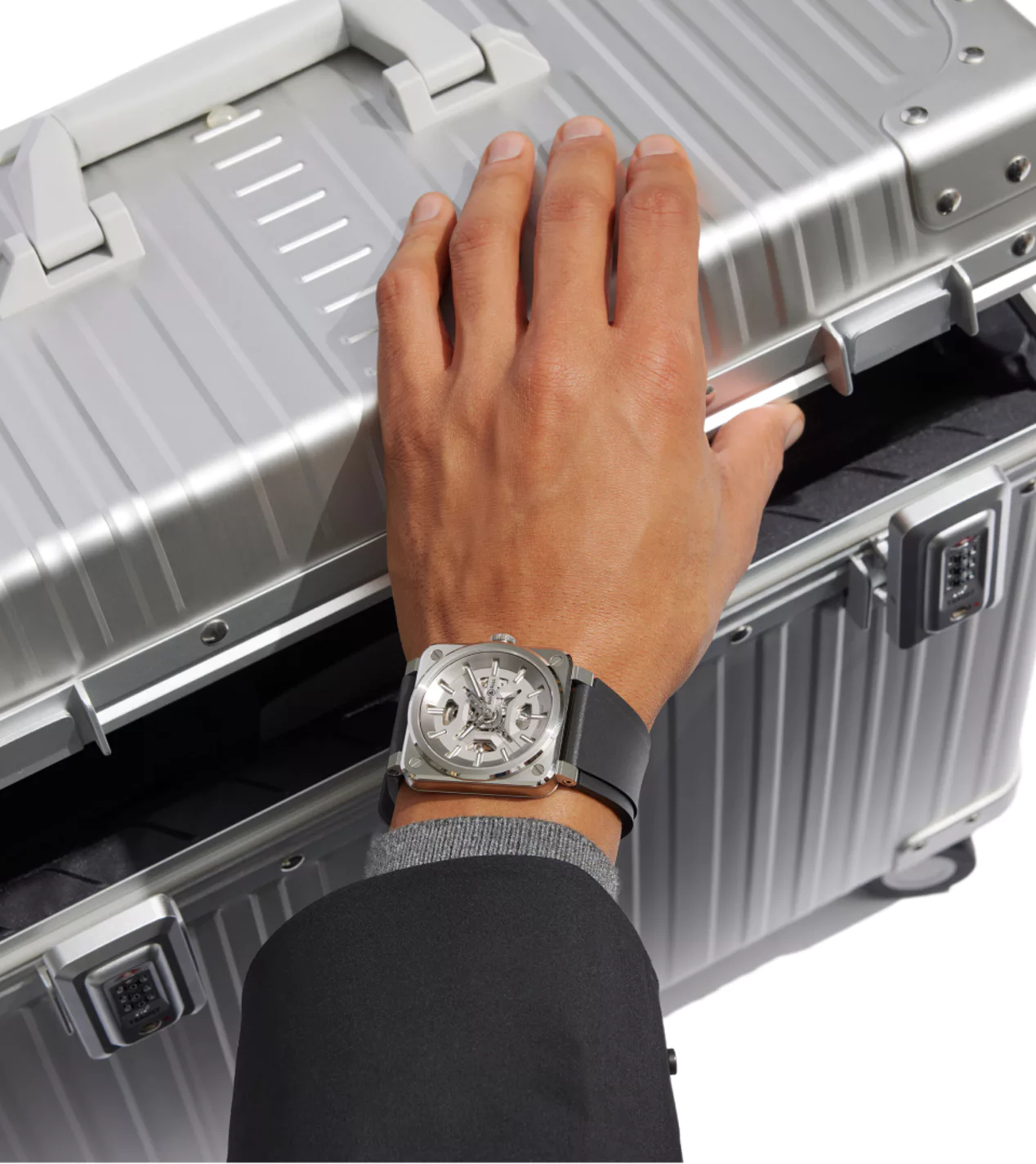 Men's watch / unisex  BELL & ROSS, BR 03 Skeleton Grey Steel / 41mm, SKU: BR03A-GR-SKST/SRB | watchphilosophy.co.uk