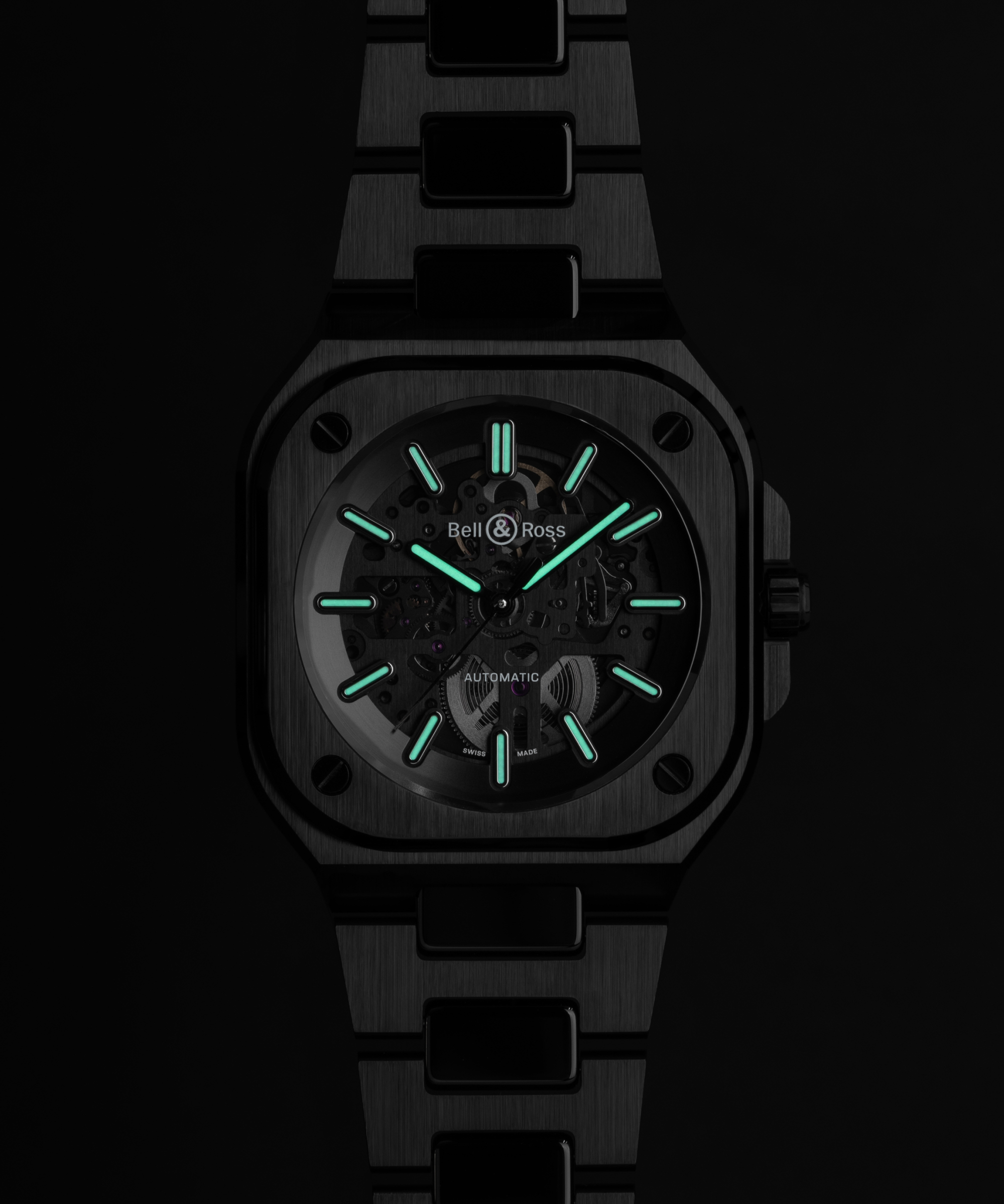 Men's watch / unisex  BELL & ROSS, BR 05 Skeleton Black Ceramic / 41mm, SKU: BR05A-BL-SK-CE/SCE | watchphilosophy.co.uk