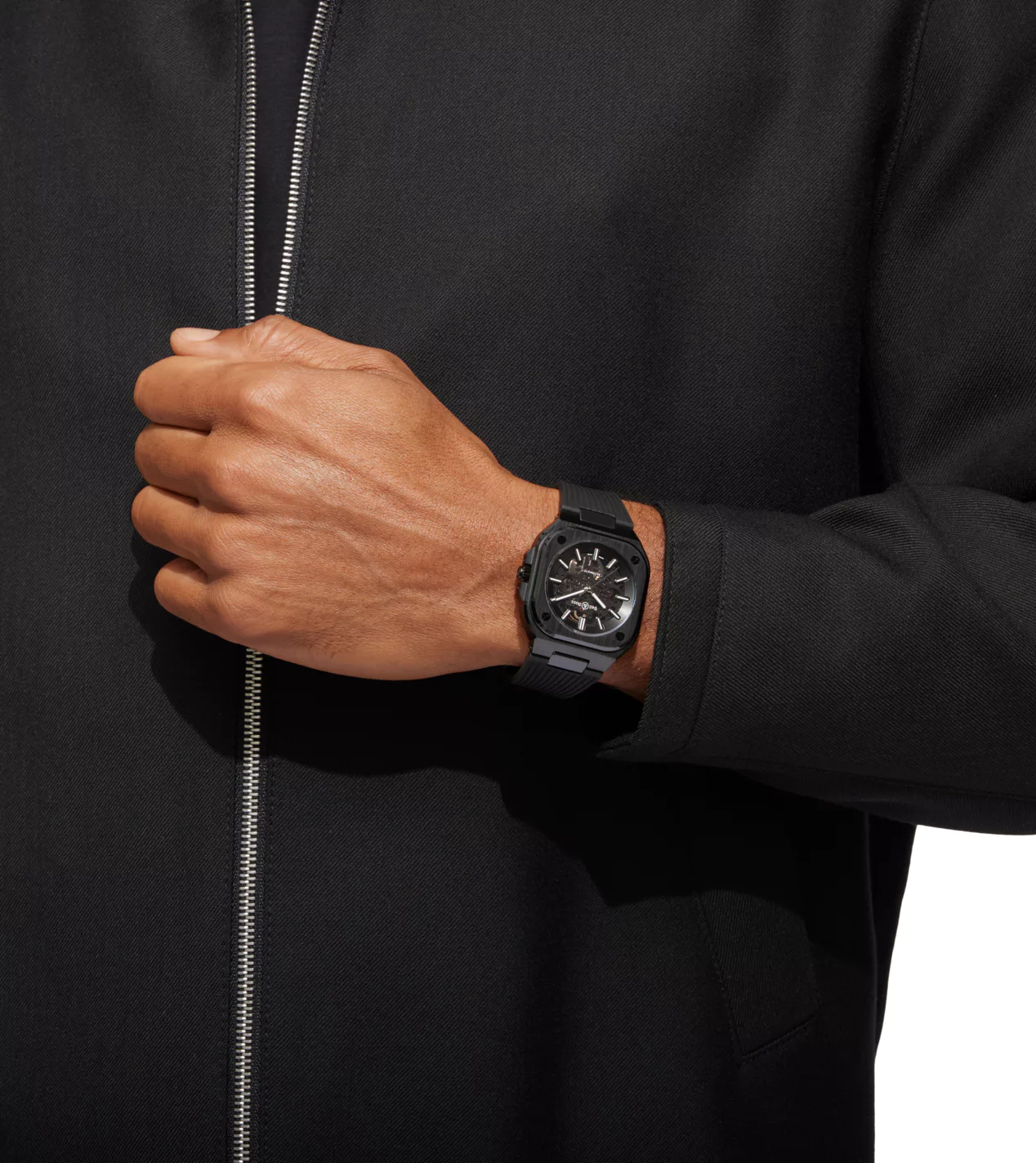 Men's watch / unisex  BELL & ROSS, BR 05 Skeleton Black Ceramic / 41mm, SKU: BR05A-BL-SK-CE/SRB | watchphilosophy.co.uk