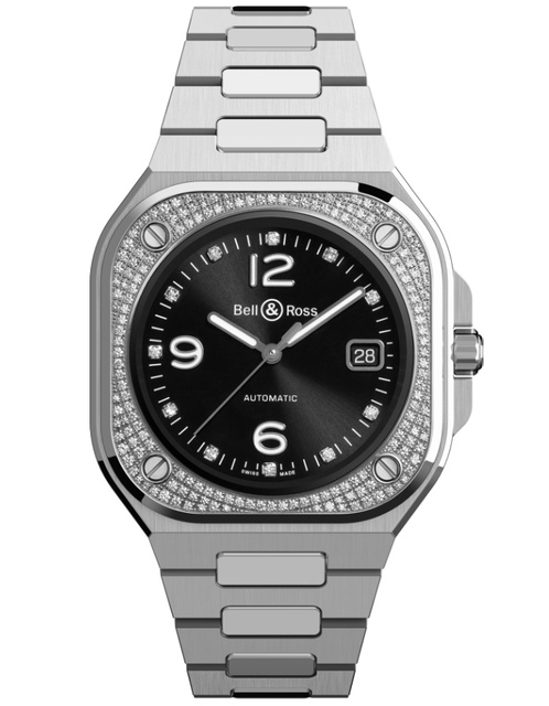 Men's watch / unisex  BELL & ROSS, BR 05 Diamond / 40mm, SKU: BR05A-BL-STFLD/SST | watchphilosophy.co.uk