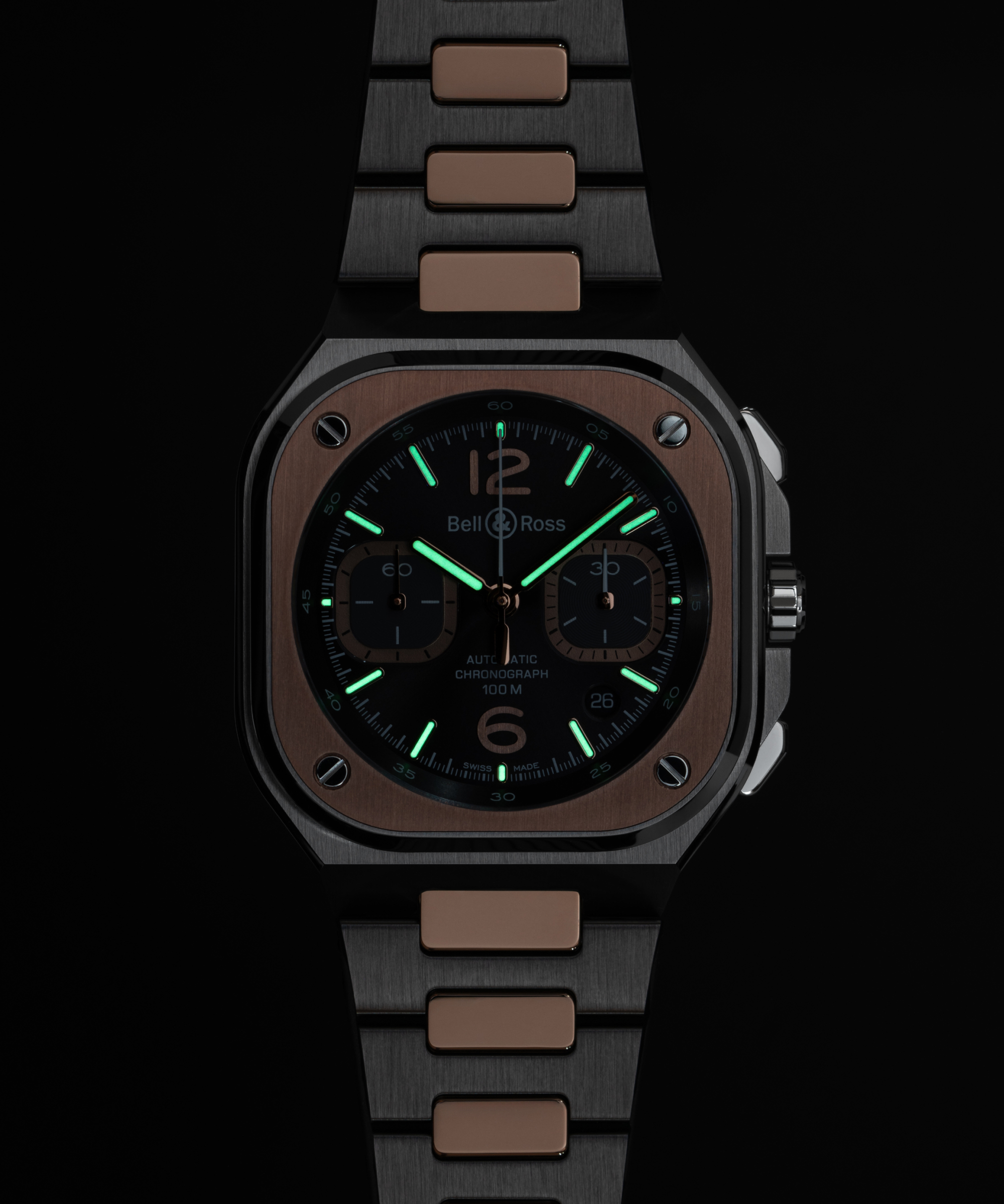 Men's watch / unisex  BELL & ROSS, BR 05 Chrono Grey Steel & Gold / 42mm, SKU: BR05C-RTH-STPG/SSG | watchphilosophy.co.uk