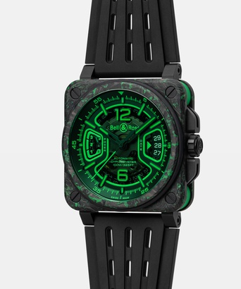 Men's watch / unisex  BELL & ROSS, BR-X3 Night Vision Limited Edition / 41mm, SKU: BRX3R-GN-CA/SRB | watchphilosophy.co.uk