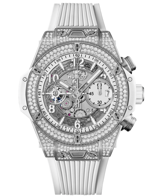 Men's watch / unisex  HUBLOT, Big Bang Unico Titanium White Pave / 42mm, SKU: 441.NE.2011.RW.1704 | watchphilosophy.co.uk