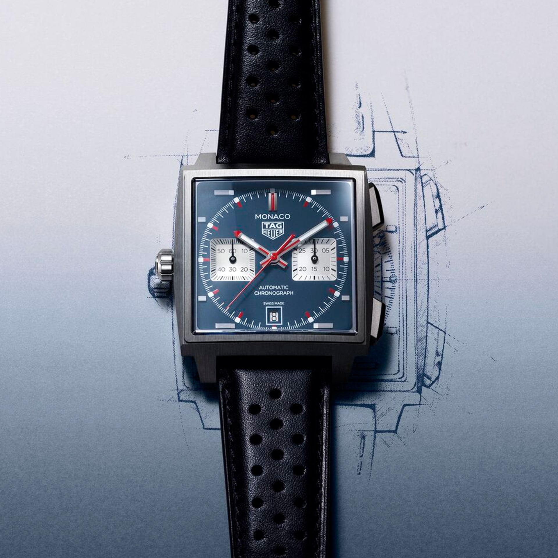 Men's watch / unisex  TAG HEUER, Monaco / 39mm, SKU: CDW2181.FC8360 | watchphilosophy.co.uk