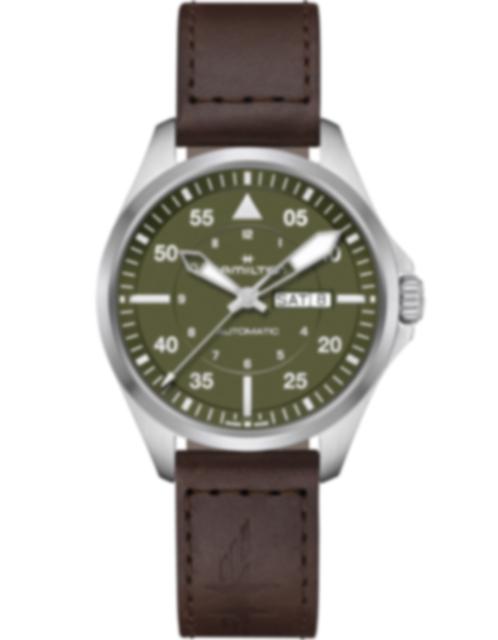 Men's watch / unisex  HAMILTON, Khaki Aviation Pilot Day Date Auto / 42mm, SKU: H64635560 | watchphilosophy.co.uk