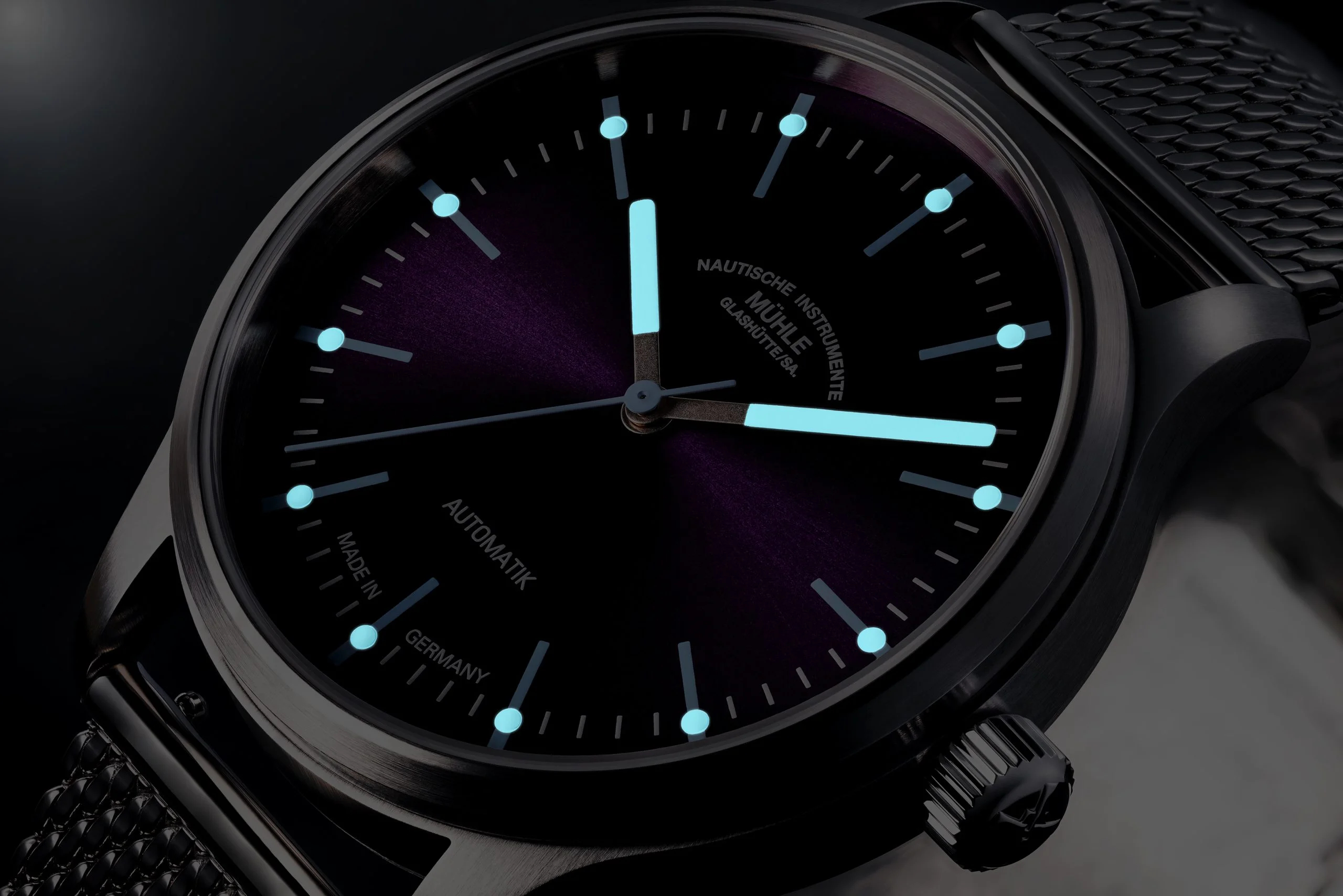 Men's watch / unisex  MÜHLE-GLASHÜTTE, Panova Violet / 40mm, SKU: M1-40-78-1-LB-I | watchphilosophy.co.uk