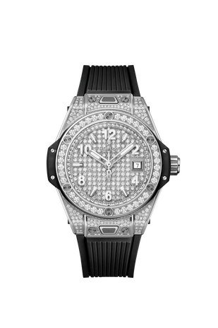 Ladies' watch  HUBLOT, One Click Steel Full Pave / 33mm, SKU: 485.SX.9000.RX.1604 | watchphilosophy.co.uk