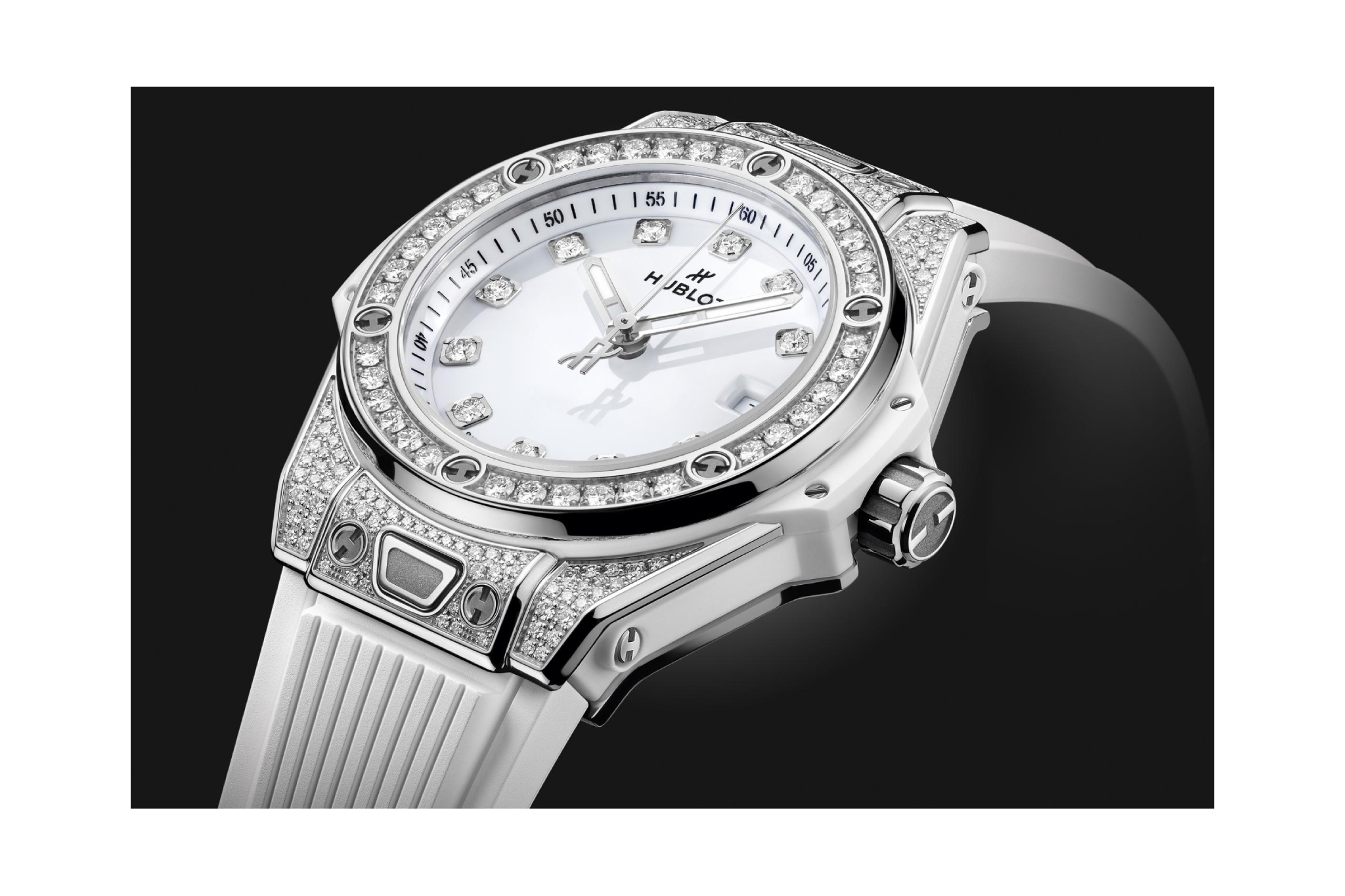 Ladies' watch  HUBLOT, Big Bang One Click Steel White Pave / 33mm, SKU: 485.SE.2210.RW.1604 | watchphilosophy.co.uk