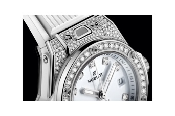 Ladies' watch  HUBLOT, Big Bang One Click Steel White Pave / 33mm, SKU: 485.SE.2210.RW.1604 | watchphilosophy.co.uk
