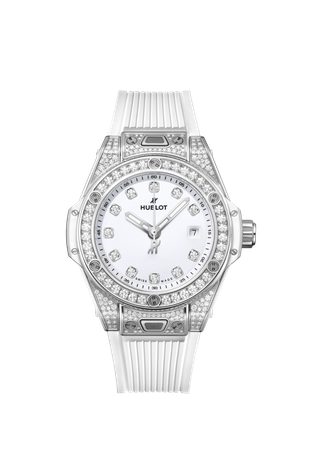 Ladies' watch  HUBLOT, Big Bang One Click Steel White Pave / 33mm, SKU: 485.SE.2210.RW.1604 | watchphilosophy.co.uk