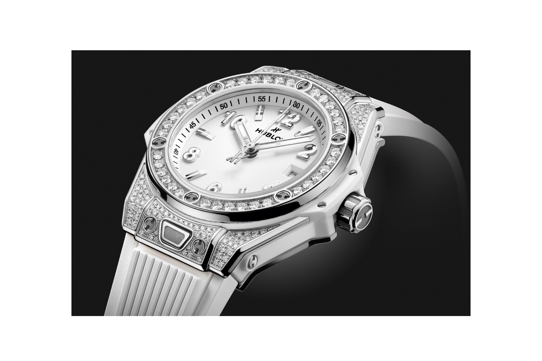 Ladies' watch  HUBLOT, Big Bang One Click Steel White Pave / 33mm, SKU: 485.SE.2010.RW.1604 | watchphilosophy.co.uk