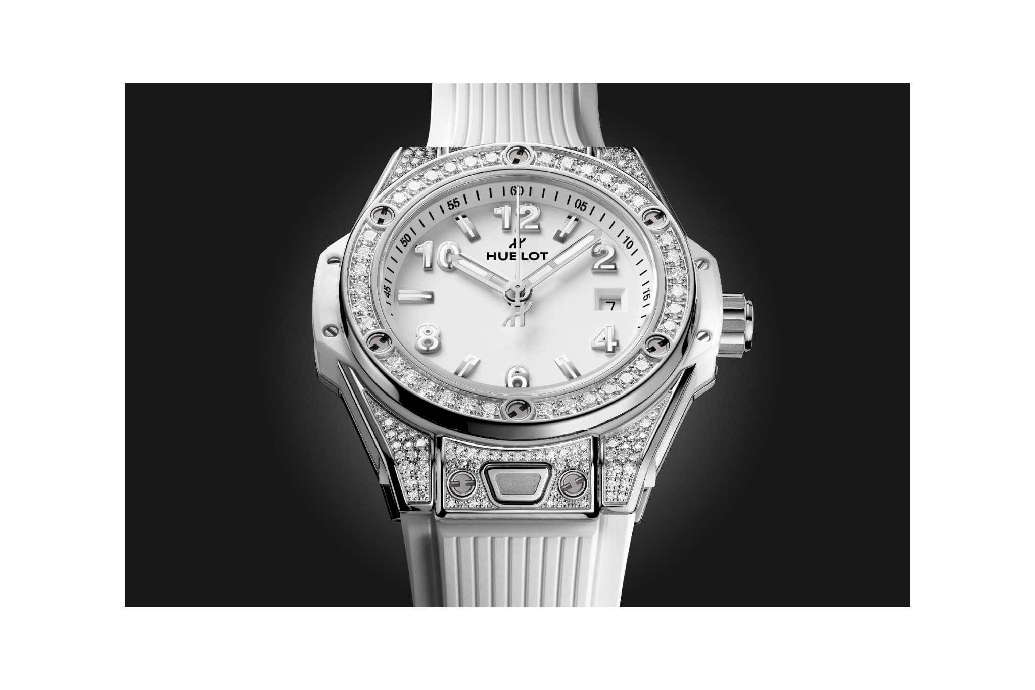 Ladies' watch  HUBLOT, Big Bang One Click Steel White Pave / 33mm, SKU: 485.SE.2010.RW.1604 | watchphilosophy.co.uk