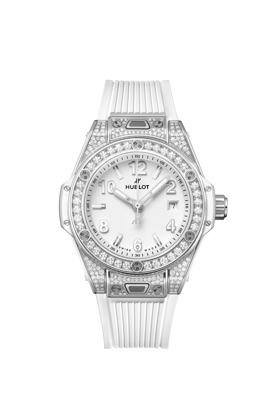 Ladies' watch  HUBLOT, Big Bang One Click Steel White Pave / 33mm, SKU: 485.SE.2010.RW.1604 | watchphilosophy.co.uk