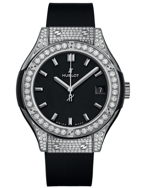 Ladies' watch  HUBLOT, Classic Fusion Titanium Pave / 33mm, SKU: 581.NX.1171.RX.1704 | watchphilosophy.co.uk
