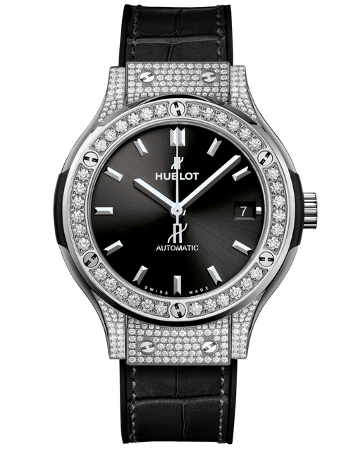 Men's watch / unisex  HUBLOT, Classic Fusion Titanium Pave / 38mm, SKU: 565.NX.1470.LR.1604 | watchphilosophy.co.uk