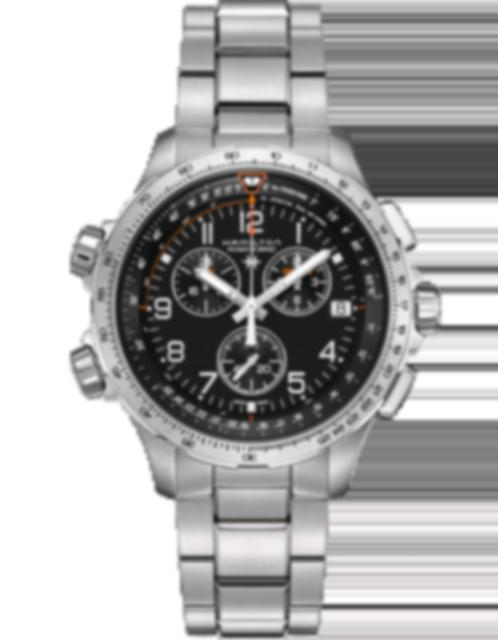 Men's watch / unisex  HAMILTON, Khaki Aviation X-Wind GMT Chrono Quartz / 46mm, SKU: H77912135 | watchphilosophy.co.uk