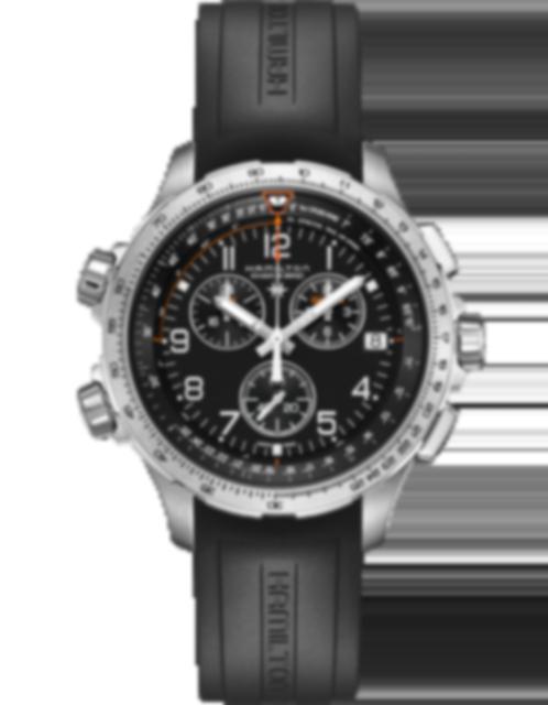 Men's watch / unisex  HAMILTON, Khaki Aviation X-Wind GMT Chrono Quartz / 46mm, SKU: H77912335 | watchphilosophy.co.uk
