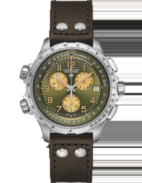 Men's watch / unisex  HAMILTON, Khaki Aviation X-Wind GMT Chrono Quartz / 46mm, SKU: H77932560 | watchphilosophy.co.uk